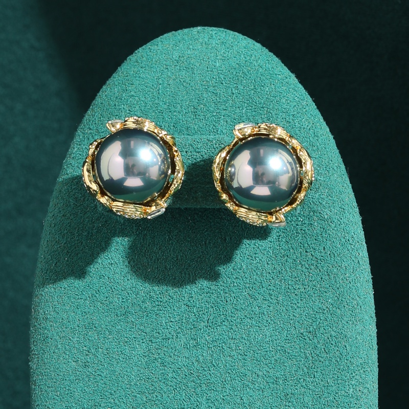 Vintage Fashion Jewelry Brands - أقراط لؤلؤية رمادية عتيقة للنساء بلون