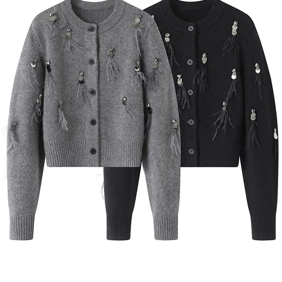 Crop Cardigan Vintage - معطف خريفي شتوي راقي، سترة محبوكة