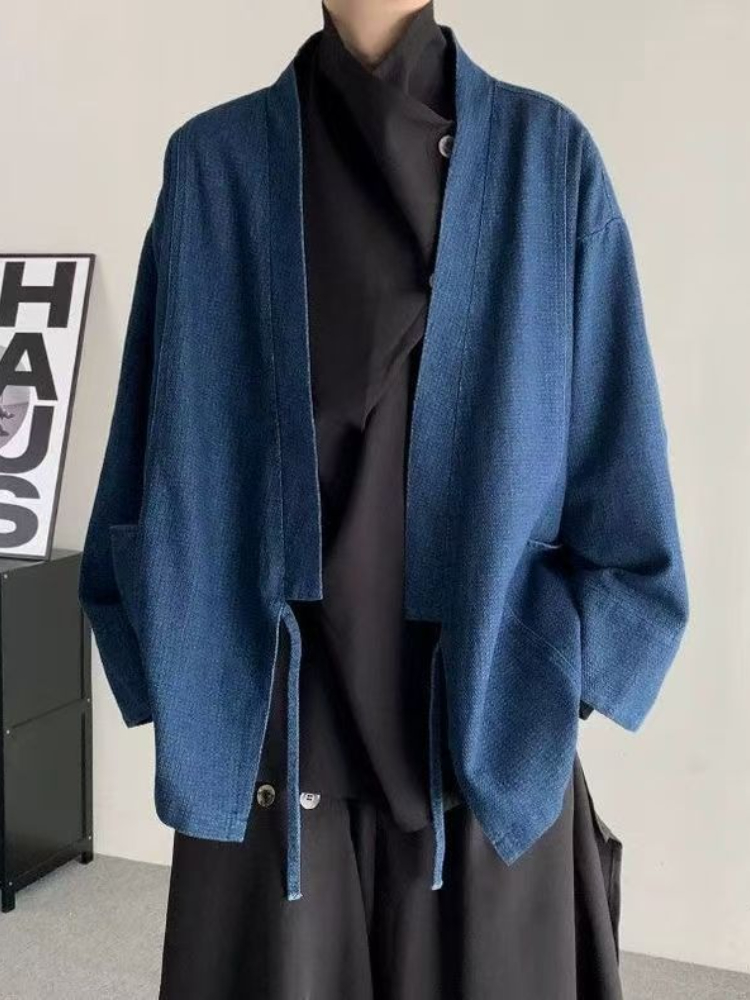 Crop Cardigan Vintage - معطف دينم كلاسيكي على الطراز الياباني