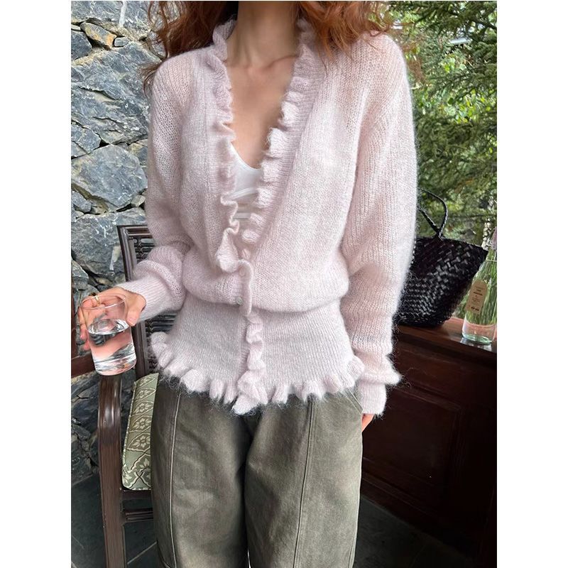 الكورية نمط الخامس الرقبة تكدر - مراجعة Crop Cardigan Vintage وسعره