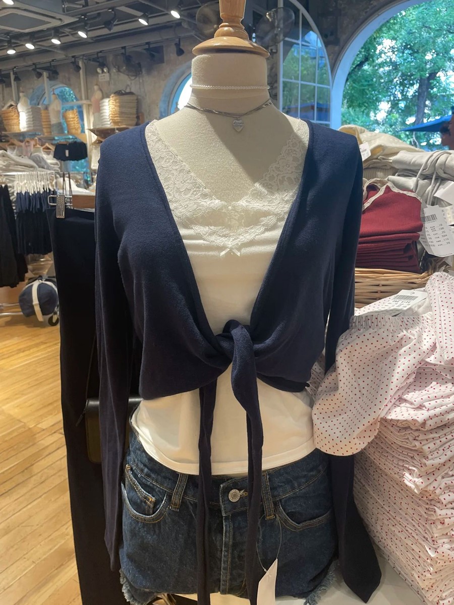 جديد البحرية الدانتيل متابعة م - مراجعة Crop Cardigan Vintage وسعره