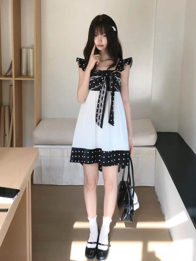 فستان ياباني قصير بتصميم فيونك - مراجعة Vintage Fashion Retro Outfit وسعره