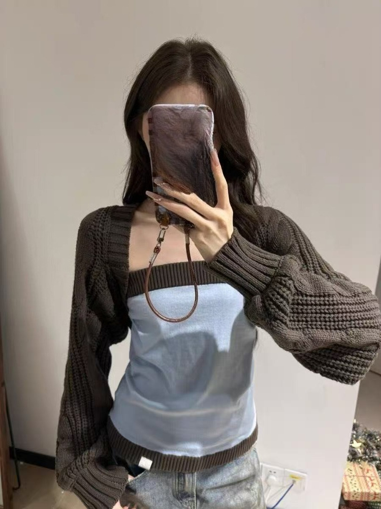 طقم قطعتين بتصميم Y2k للنساء،  - مراجعة Crop Cardigan Vintage وسعره