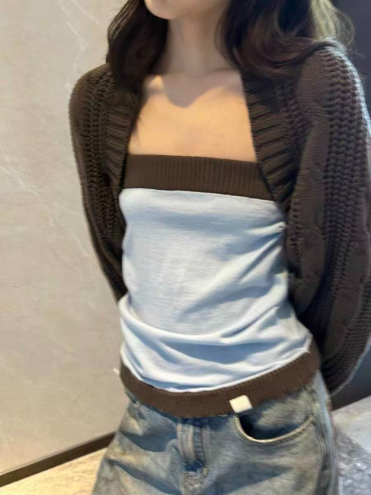 طقم قطعتين بتصميم Y2k للنساء،  - مراجعة Crop Cardigan Vintage وسعره