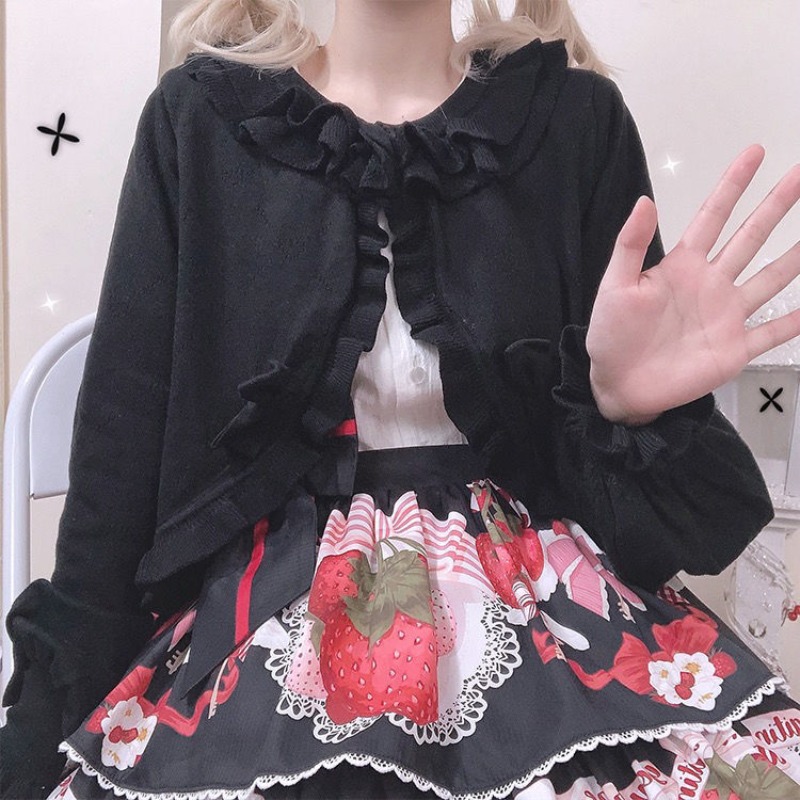 سترة لوليتا اليابانية المحبوكة - مراجعة Crop Cardigan Vintage وسعره