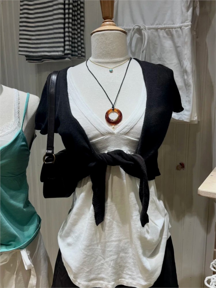 كارديجان أسود قصير برباط للنسا - مراجعة Crop Cardigan Vintage وسعره